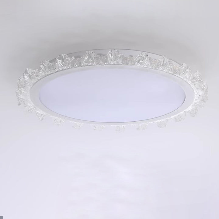 Plafonnier LED en acrylique et fer rond crème minimaliste moderne pour salon 