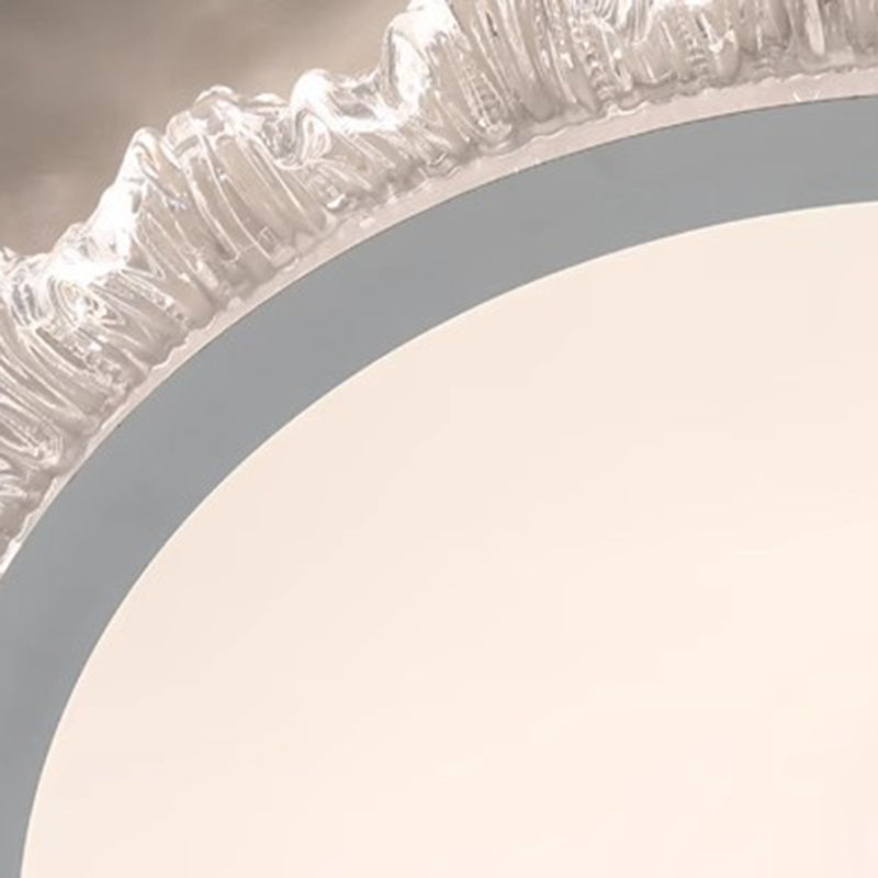 Modern Minimalist Round Cream Wave Acrylic Iron LED Flush Mount Ceiling Light For Living Room