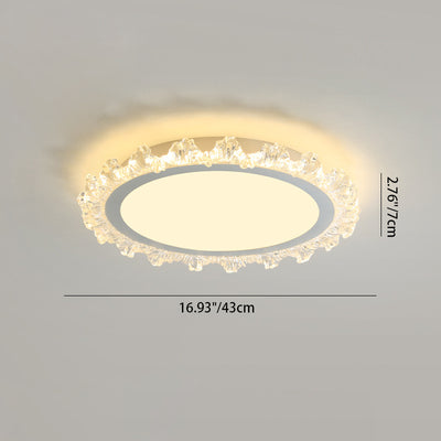 Modern Minimalist Round Cream Wave Acrylic Iron LED Flush Mount Ceiling Light For Living Room