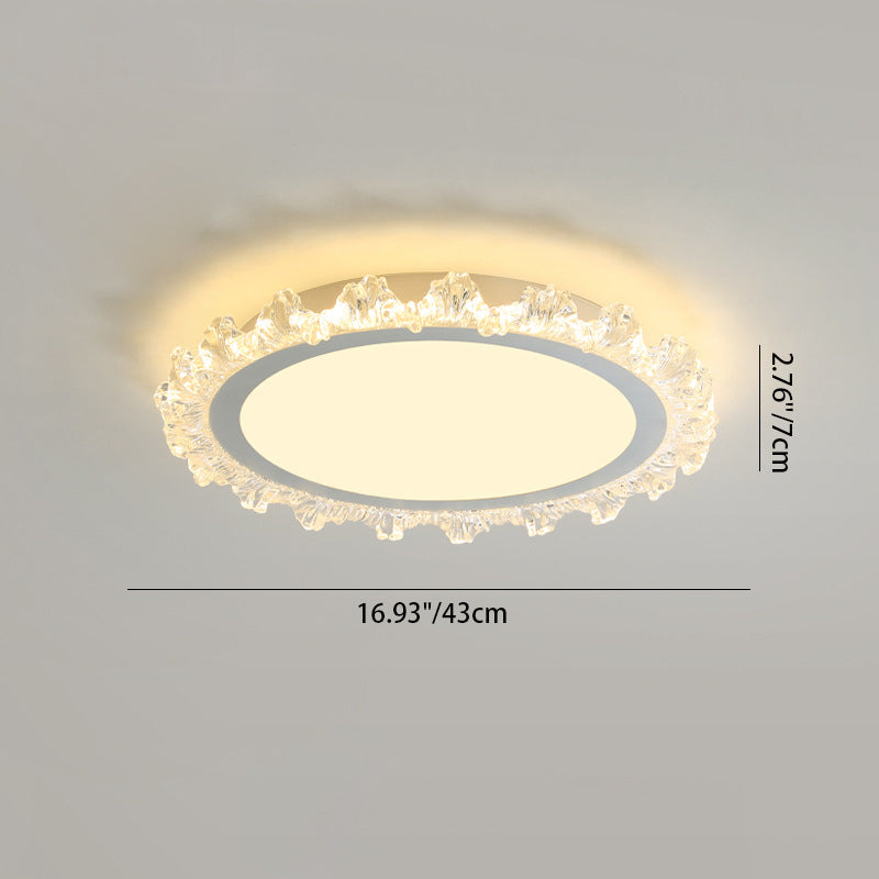 Modern Minimalist Round Cream Wave Acrylic Iron LED Flush Mount Ceiling Light For Living Room