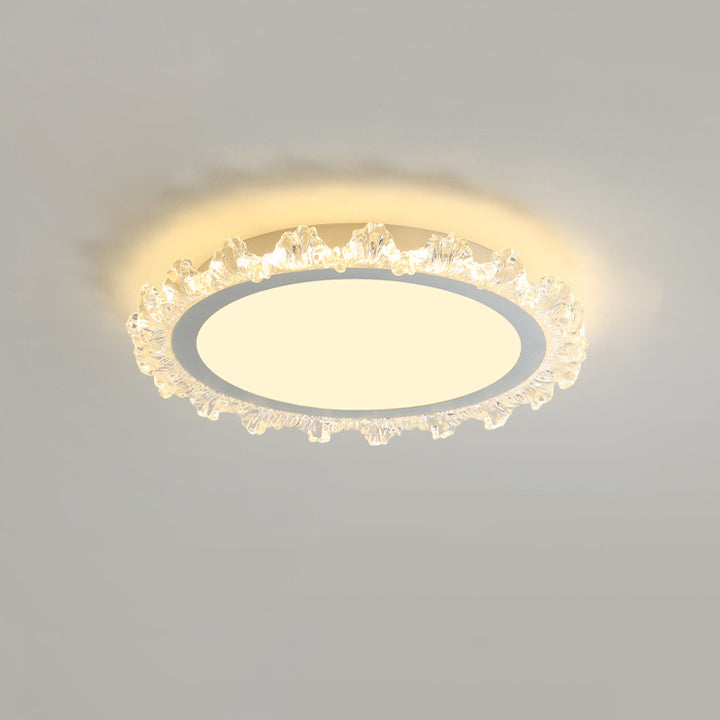Plafonnier LED en acrylique et fer rond crème minimaliste moderne pour salon 