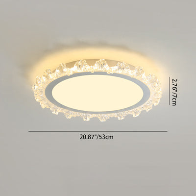 Modern Minimalist Round Cream Wave Acrylic Iron LED Flush Mount Ceiling Light For Living Room