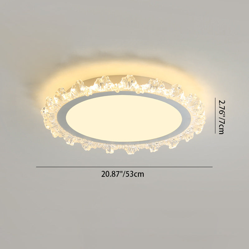Modern Minimalist Round Cream Wave Acrylic Iron LED Flush Mount Ceiling Light For Living Room