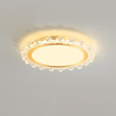 Modern Minimalist Round Cream Wave Acrylic Iron LED Flush Mount Ceiling Light For Living Room