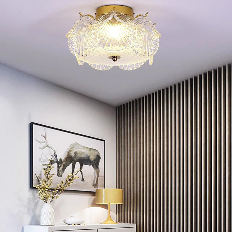 Plafonnier LED Moderne Minimaliste en Verre Cristal Rond avec Matériel pour Chambre à Coucher 