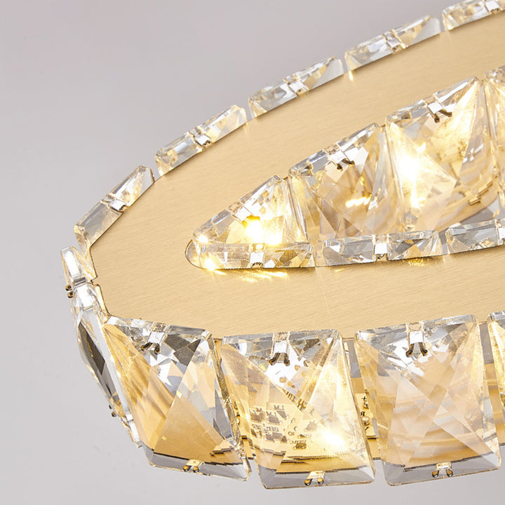 Lumière suspendue LED en acier inoxydable cristal ovale pentagone fleur hexagone tambour cube de luxe moderne pour salon 