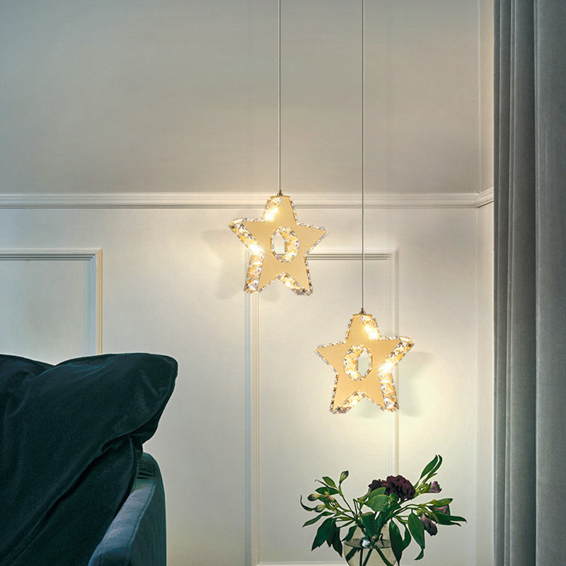 Lumière suspendue LED en acier inoxydable cristal ovale pentagone fleur hexagone tambour cube de luxe moderne pour salon 