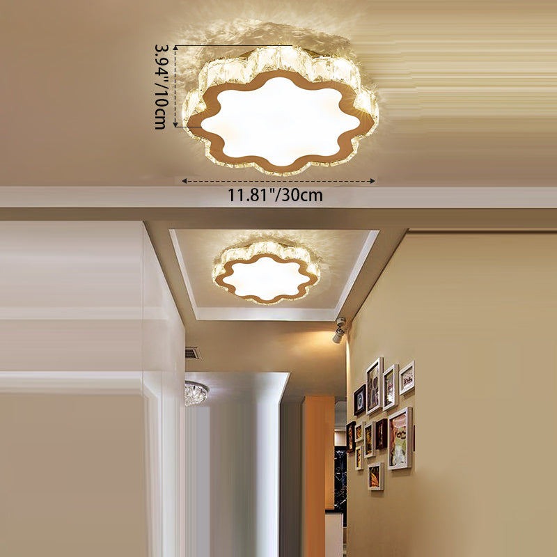Plafonnier LED en acier inoxydable avec cristal en forme de fleur carrée moderne pour salon 