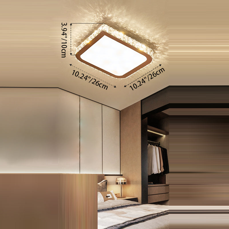 Luz de techo LED empotrada de acero inoxidable con cristal cuadrado moderno de lujo para sala de estar 