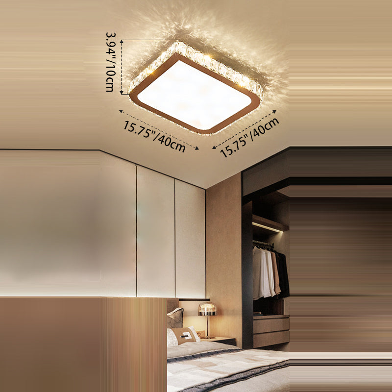 Plafonnier LED en acier inoxydable avec cristal en forme de fleur carrée moderne pour salon 