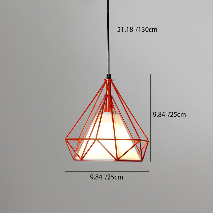 Zeitgenössische industrielle dreieckige Kegel-prismatische Stoffeisen 1-Licht Pendelleuchte für das Wohnzimmer 