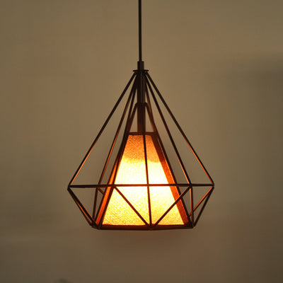 Zeitgenössische industrielle dreieckige Kegel-prismatische Stoffeisen 1-Licht Pendelleuchte für das Wohnzimmer 