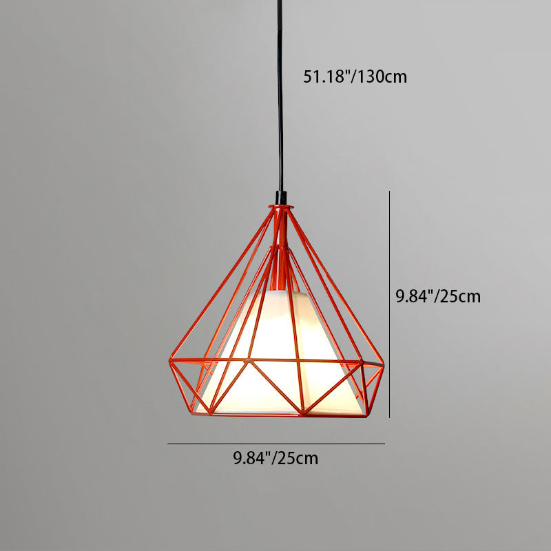 Zeitgenössische industrielle dreieckige Kegel-prismatische Stoffeisen 1-Licht Pendelleuchte für das Wohnzimmer 