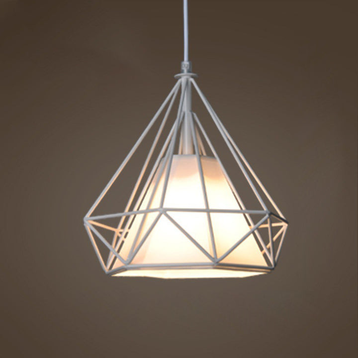 Zeitgenössische industrielle dreieckige Kegel-prismatische Stoffeisen 1-Licht Pendelleuchte für das Wohnzimmer 