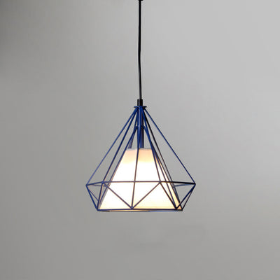 Zeitgenössische industrielle dreieckige Kegel-prismatische Stoffeisen 1-Licht Pendelleuchte für das Wohnzimmer 