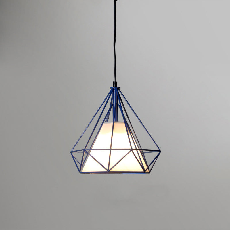 Zeitgenössische industrielle dreieckige Kegel-prismatische Stoffeisen 1-Licht Pendelleuchte für das Wohnzimmer 