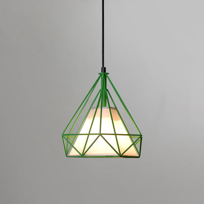 Zeitgenössische industrielle dreieckige Kegel-prismatische Stoffeisen 1-Licht Pendelleuchte für das Wohnzimmer 