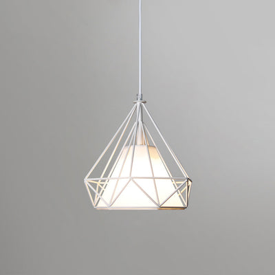 Zeitgenössische industrielle dreieckige Kegel-prismatische Stoffeisen 1-Licht Pendelleuchte für das Wohnzimmer 