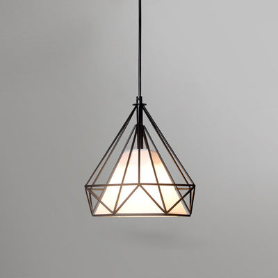Zeitgenössische industrielle dreieckige Kegel-prismatische Stoffeisen 1-Licht Pendelleuchte für das Wohnzimmer 