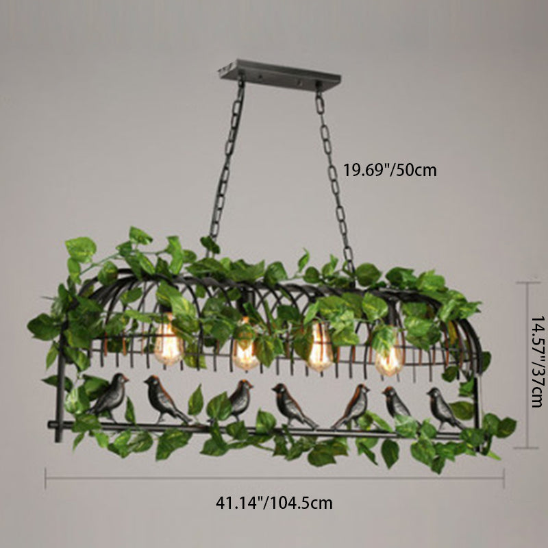 Lustre rectangulaire contemporain en verre et fer avec 1/3/4 lumières pour salon 