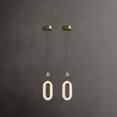 Lustre LED en laiton cristal ovale rond moderne pour salon 