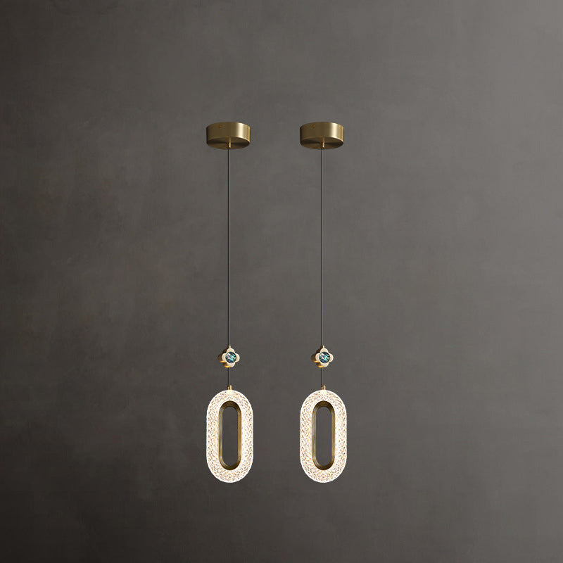 Lustre LED en laiton cristal ovale rond moderne pour salon 