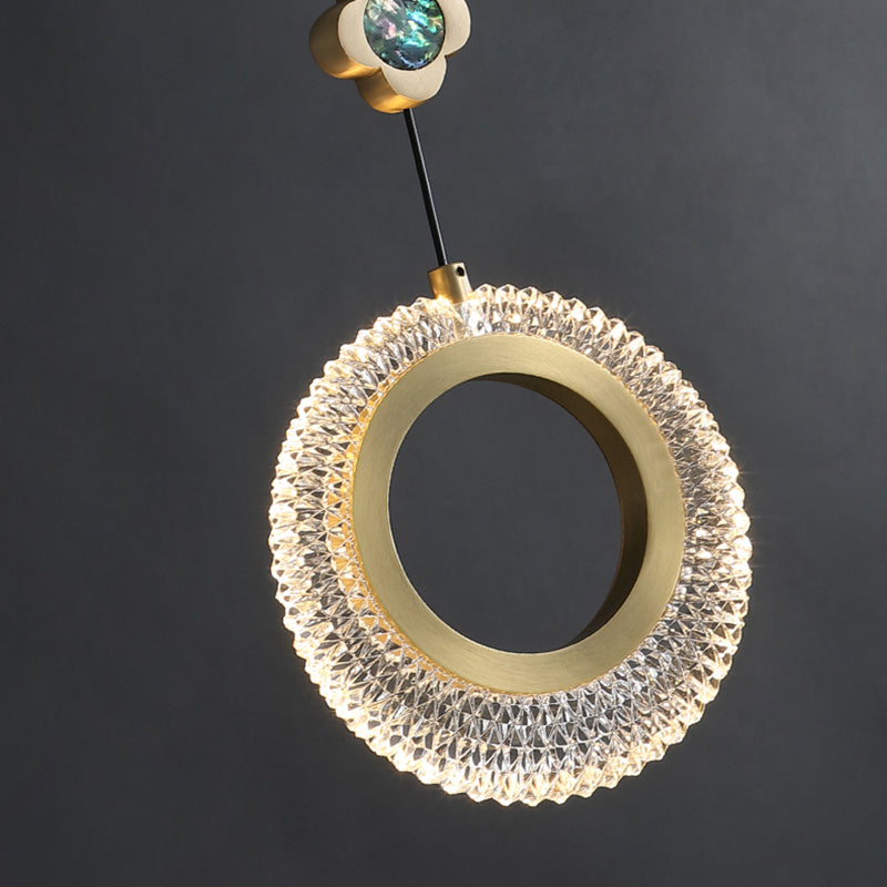 Lustre LED en laiton cristal ovale rond moderne pour salon 