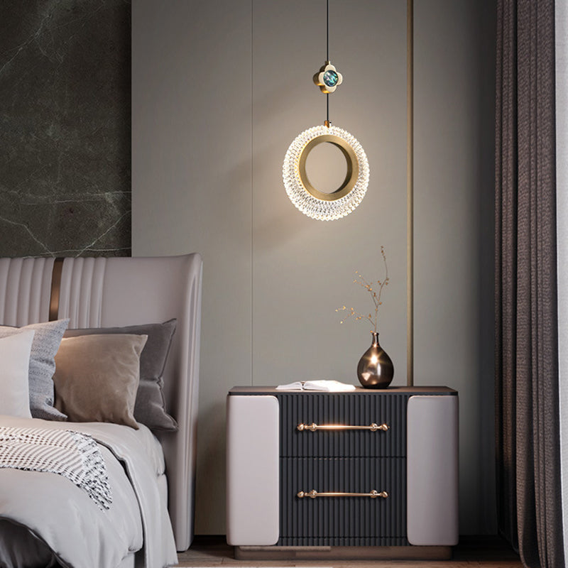 Lustre LED en laiton cristal ovale rond moderne pour salon 