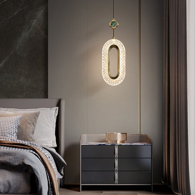 Lustre LED en laiton cristal ovale rond moderne pour salon 