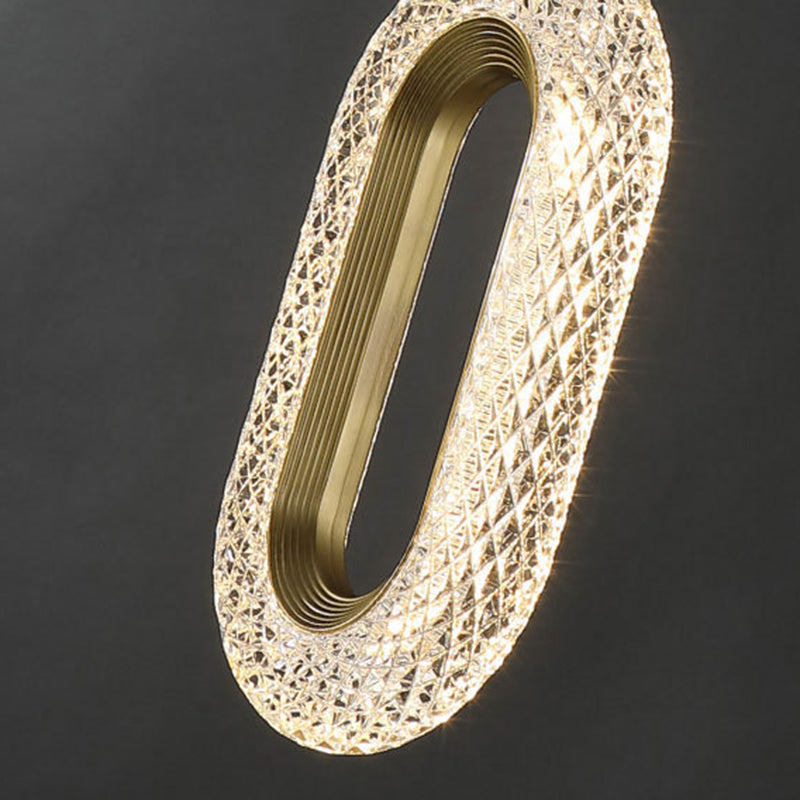 Lustre LED en laiton cristal ovale rond moderne pour salon 