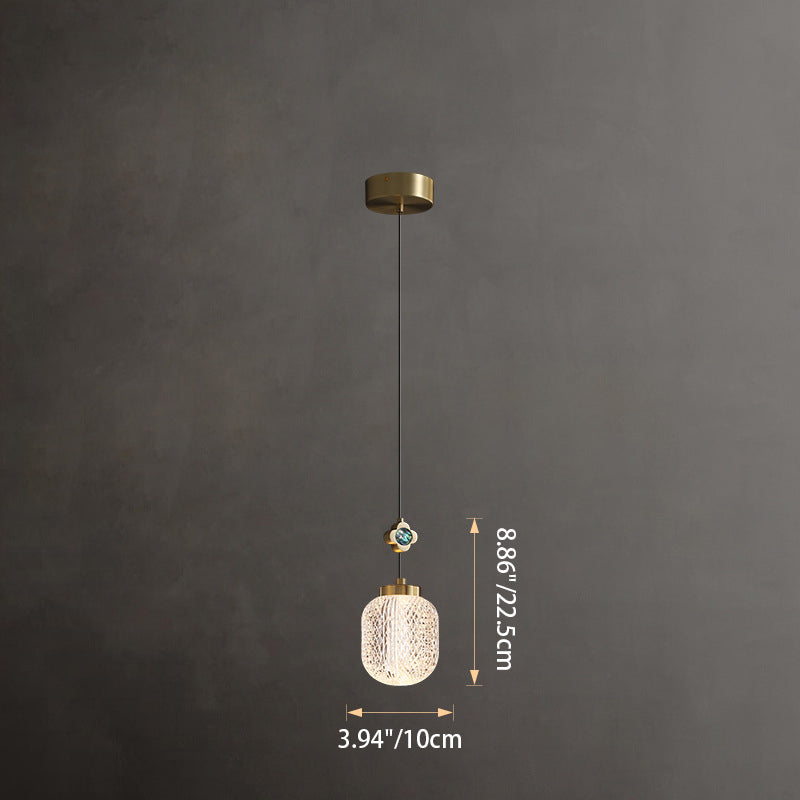 Lustre suspendu moderne de luxe à colonne sphérique en cristal et laiton 1 lumière pour salon 