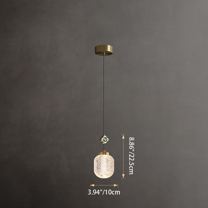 Lustre suspendu moderne de luxe à colonne sphérique en cristal et laiton 1 lumière pour salon 