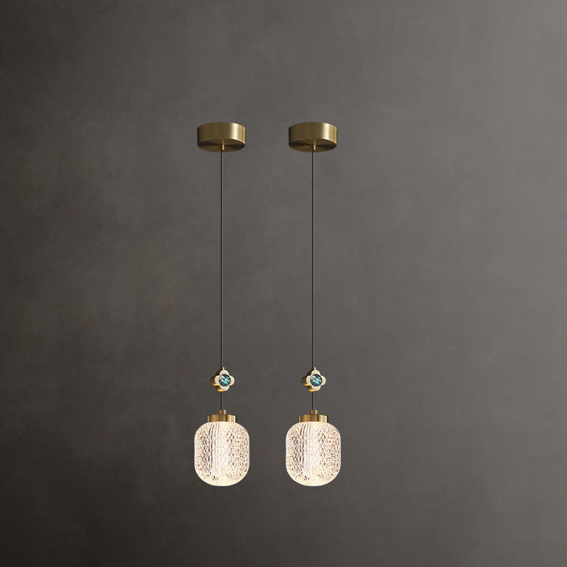 Lustre suspendu moderne de luxe à colonne sphérique en cristal et laiton 1 lumière pour salon 