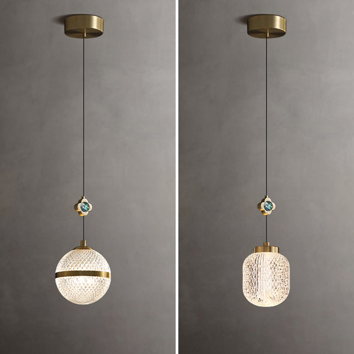 Lustre suspendu moderne de luxe à colonne sphérique en cristal et laiton 1 lumière pour salon 