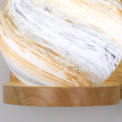 Moderne Art Deco Planet Column Glass Oak 1-Licht Wandleuchte für Wohnzimmer 