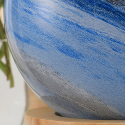 Moderne Art Deco Planet Column Glass Oak 1-Licht Wandleuchte für Wohnzimmer 