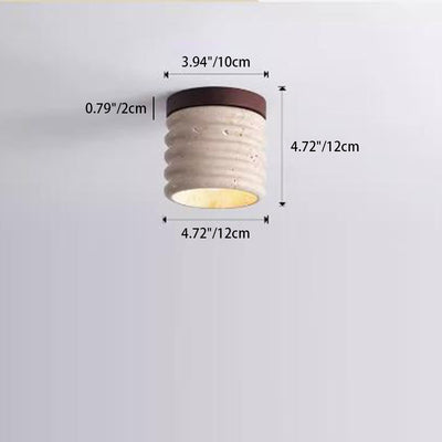 Plafonnier à une lumière en noyer travertin jaune à colonnes rondes japonaises traditionnelles pour salon 