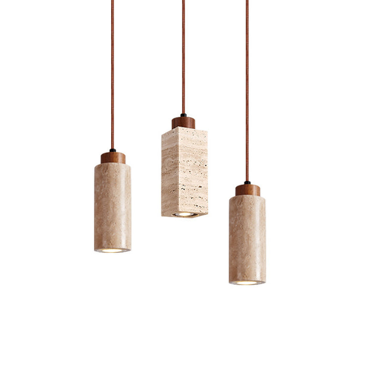 Suspension lumineuse 1 lumière en bois massif travertin jaune rond rectangulaire traditionnel japonais pour salon 