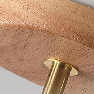 Plafonnier semi-encastré à 1 lumière pour chambre à coucher en forme de bol cylindrique rond japonais traditionnel en travertin jaune, bois de caoutchouc et fer 