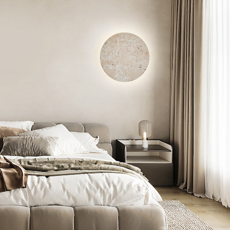 Applique murale LED en travertin jaune rond traditionnel japonais pour salon 