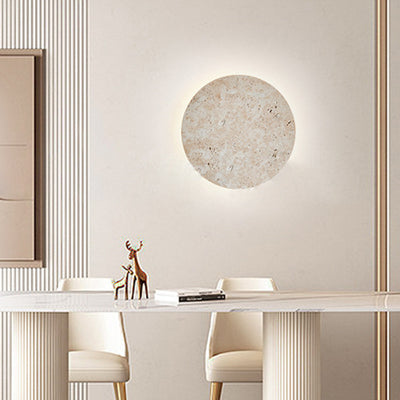 Applique murale LED en travertin jaune rond traditionnel japonais pour salon 