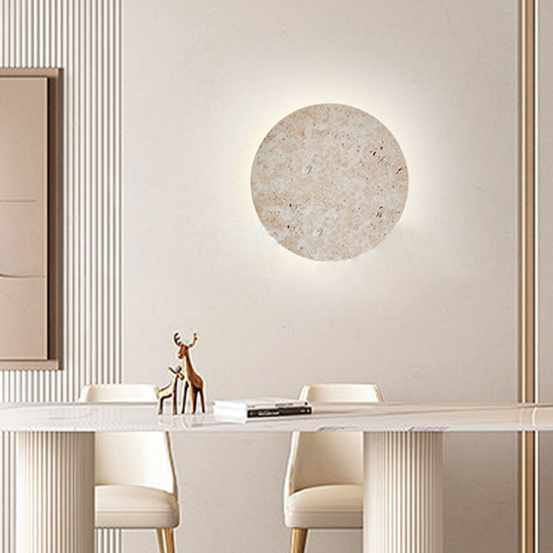 Applique murale LED en travertin jaune rond traditionnel japonais pour salon 