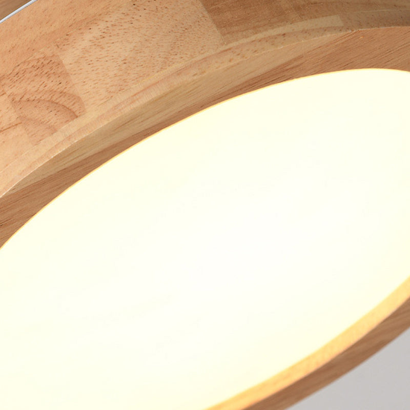 Luz de techo LED semi-empotrada de acrílico y madera de caucho redonda de simplicidad moderna para dormitorio 