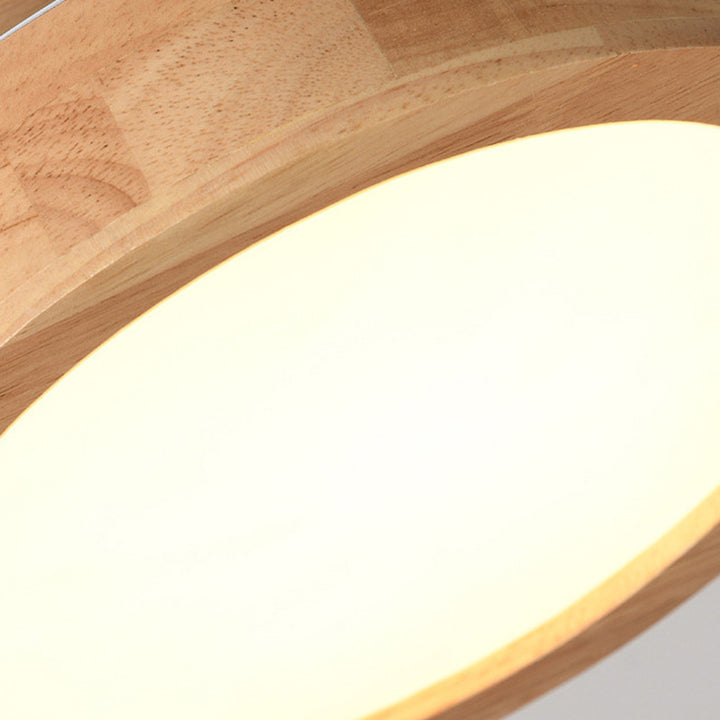 Luz de techo LED semi-empotrada de acrílico y madera de caucho redonda de simplicidad moderna para dormitorio 
