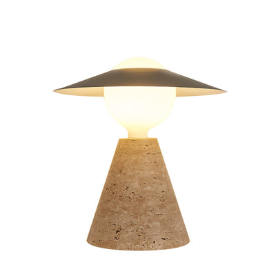Lampe de table contemporaine scandinave en forme de cône rond orb en pierre de fer noir à 1 lumière pour salon 