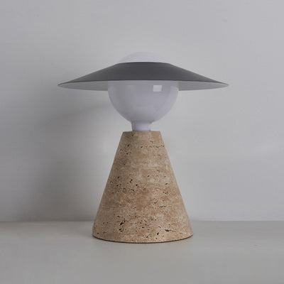 Lampe de table contemporaine scandinave en forme de cône rond orb en pierre de fer noir à 1 lumière pour salon 