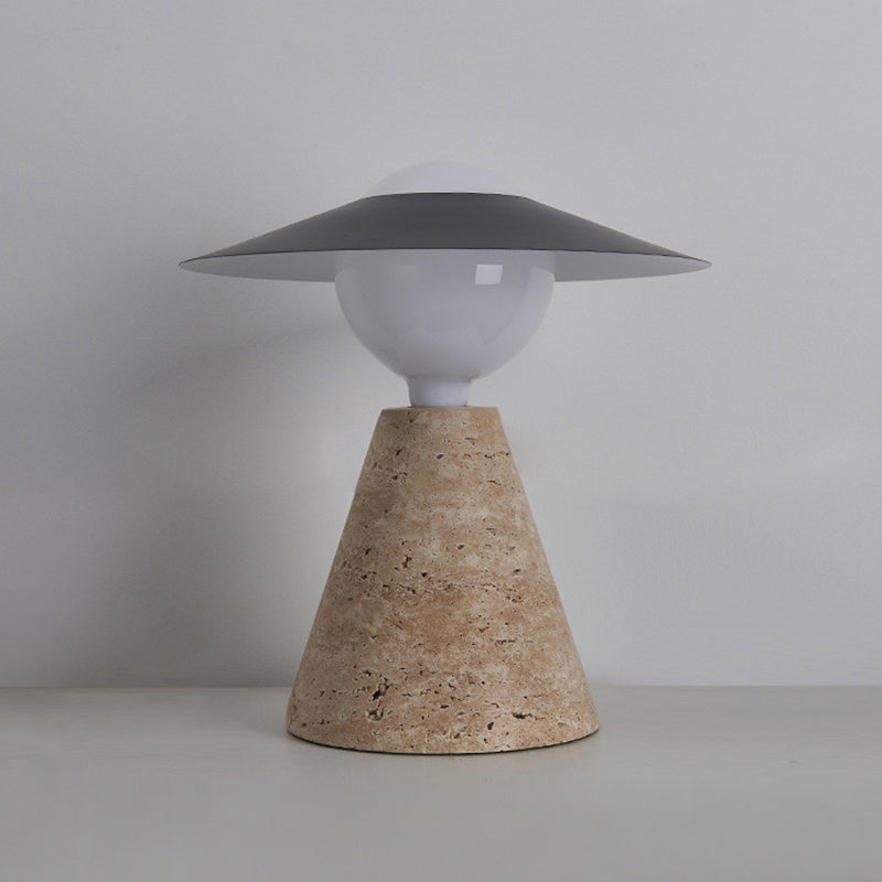 Lampe de table contemporaine scandinave en forme de cône rond orb en pierre de fer noir à 1 lumière pour salon 