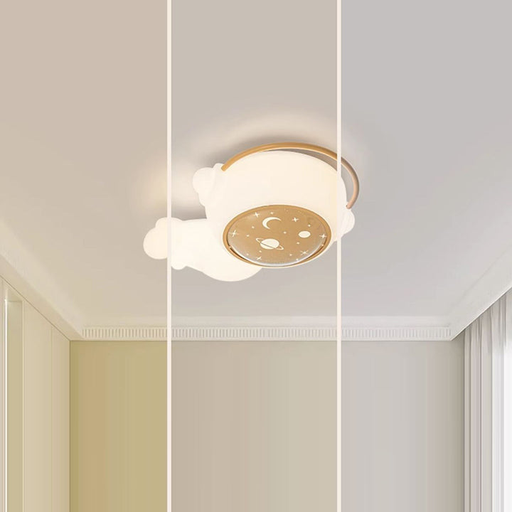 Moderne Art Deco Kinder Astronaut Spaceman PE Eisen LED Deckenleuchte für Wohnzimmer 