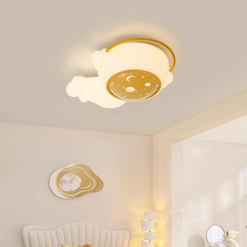 Moderne Art Deco Kinder Astronaut Spaceman PE Eisen LED Deckenleuchte für Wohnzimmer 
