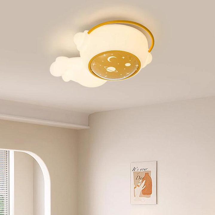 Moderne Art Deco Kinder Astronaut Spaceman PE Eisen LED Deckenleuchte für Wohnzimmer 